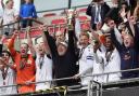 Going up - Bromley celebrate winning the play-off final