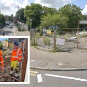 Eyesore - The site and (inset) the work starting