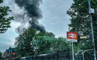 Blaze - a plume of smoke in the skies above Billericay town centre