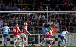 Arsenal forward Stina Blackstenius scores to rock Manchester City’s title bid (Martin Rickett/PA)