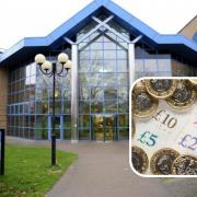 Trial - stock images of Basildon Crown Court and (inset) money