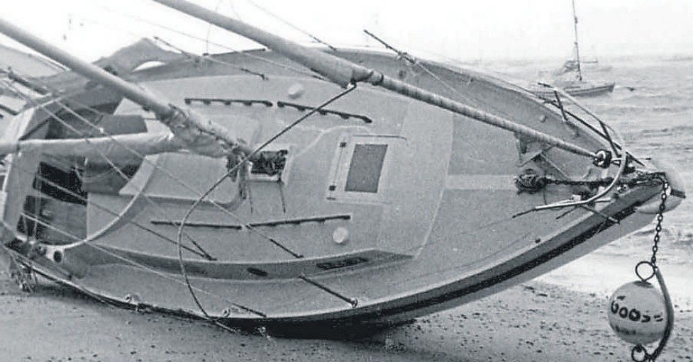 Beached - yachts were blown ashore at Thorpe Bay as a result of the hurricane force winds