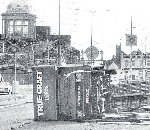 Hit hard - a truck is left on its side while lights and benches felt the effects on Southend seafront