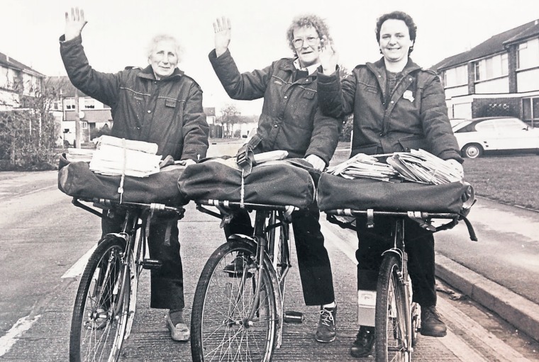 On their bikes - a trio of postwomen from Great Wakering wave at our photographer in 1989