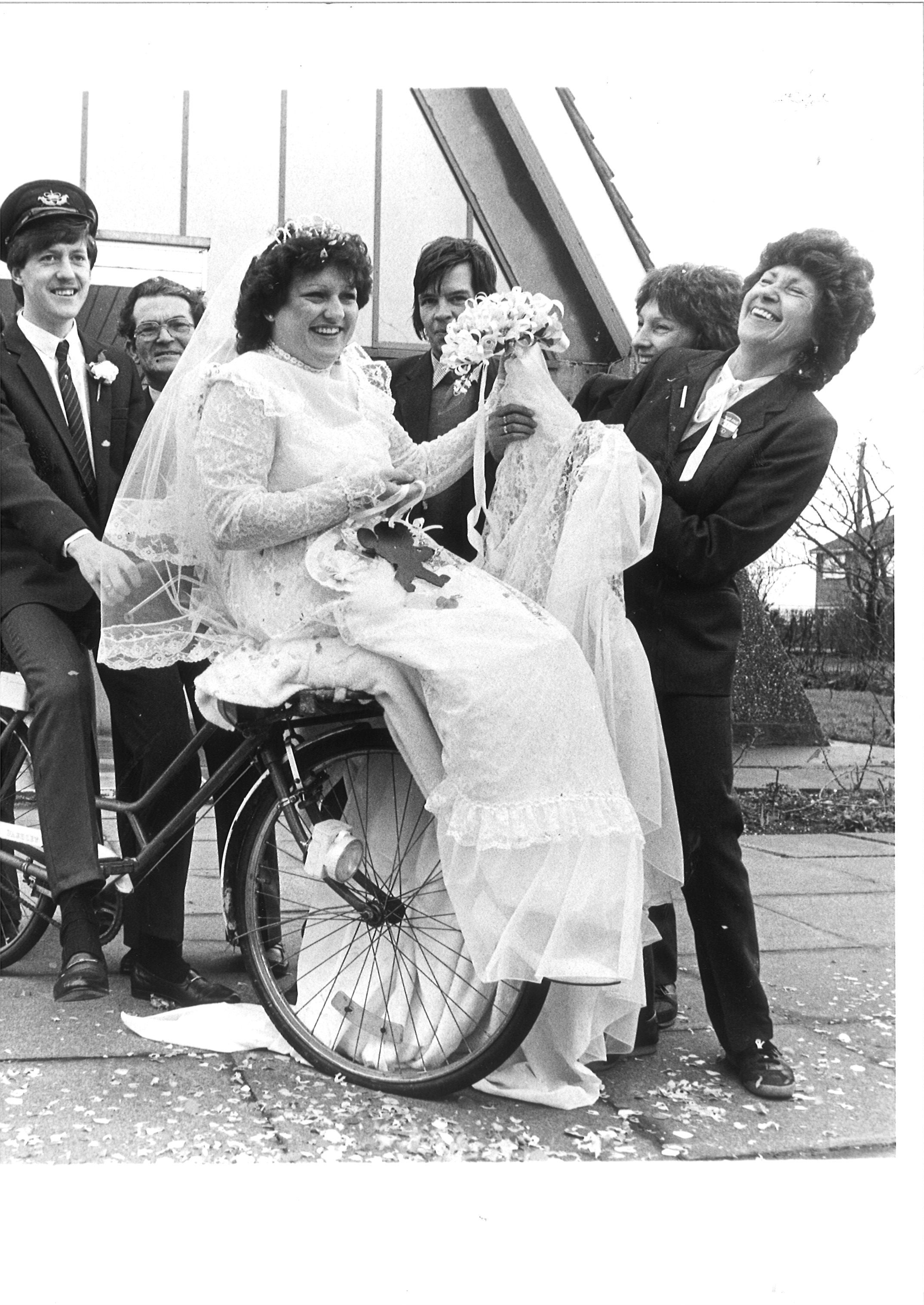 Happy - Colin May married Jane Stanlake at St Nicholas Church, Canvey, in February 1984 and he emerged from the church to find his fellow posties had formed a surprise guard of honour with their bicycles