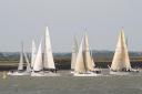 Preparing for the start of the Town Cup on a breezy day on the River Crouch photo by Sue Pelling