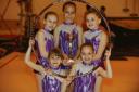 Rhythmic hoop— Rebecca Wright, Karen Goshen, Chanelle Ellis and (bottom) Zoey Broadbent and Abbi Bowdidge