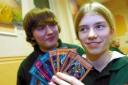 King of cards - James Ball at one of his clubs with friend, Caitlin Meredith