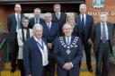 New councillors with John Archer, leader, and Robert Long, chairman.