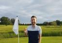 Gavin Bull celebrates after hitting his first hole-in-one at a nine hole Texas-scramble in aid of Little Havens at Rayleigh Golf Club