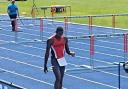 Frustration - Southend AC's Joseph Agbodza clattered hurdle seven and saw his chances of a place in the UK Championships final evaporate