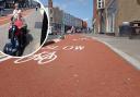 Concern – residents Philip and Patricia Davies gave their views on the Head Street cycle lane on Wednesday