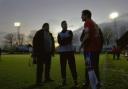 Neil Harris in the dark at Aldershot after the game was abandoned