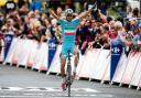 Vincenzo Nibali celebrates his victory on stage two