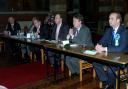 Peter Gwizdala (LibDem), Simon Cross (Green), Floyd Waterworth (UKIP), Chris Hatton (Chair), Ian Gilbert (Lab), James Duddridge (Con)