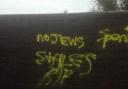 Anti-semitic graffiti on a railway bridge in Hockley