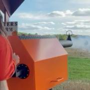 Pumpkin cannon installed on Essex farm (which fires the vegetables 200 yards). Photo: SWNS