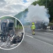 M25 lanes CLOSED in south Essex as fire crews tackle bin lorry blaze