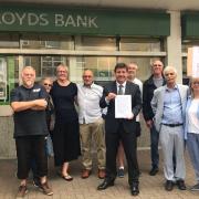Signatures - Stephen Metcalfe joins residents outside Lloyds bank to collect signatures