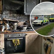 A block of flats on Canvey was evacuated after a kitchen fire