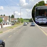 Closed - a street view image of Essex Way in Benfleet and an inset image of a bus