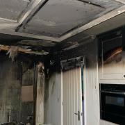 Incident - the kitchen suffered severe damage from the fire