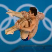 Tom Daley and Peter Waterfield in synchro action at London 2012.