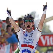Mark Cavendish celebrates another win. Will it be another on stage three?