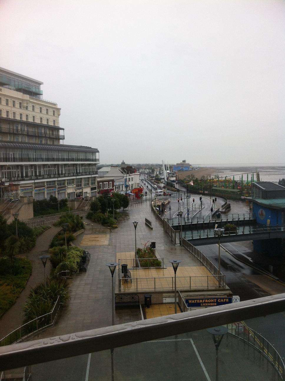 Southend seafront early this morning Friday, July 6. As preparations take place for the Olympic Torch Relay in Essex. 