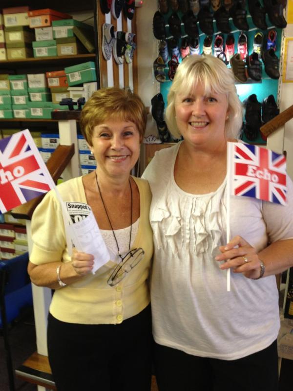 Workers at Garston Shoes, Hadleigh, getting ready for the Olympic Torch Relay