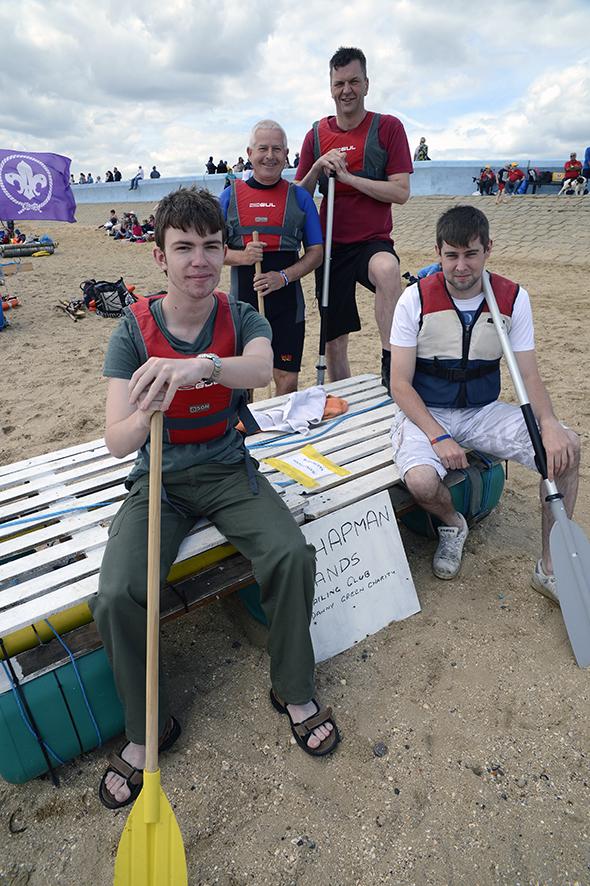 21/06/15, Canvey Rotary club's raft race at Thorney Bay beach.  Chapman Sands Sailing Club