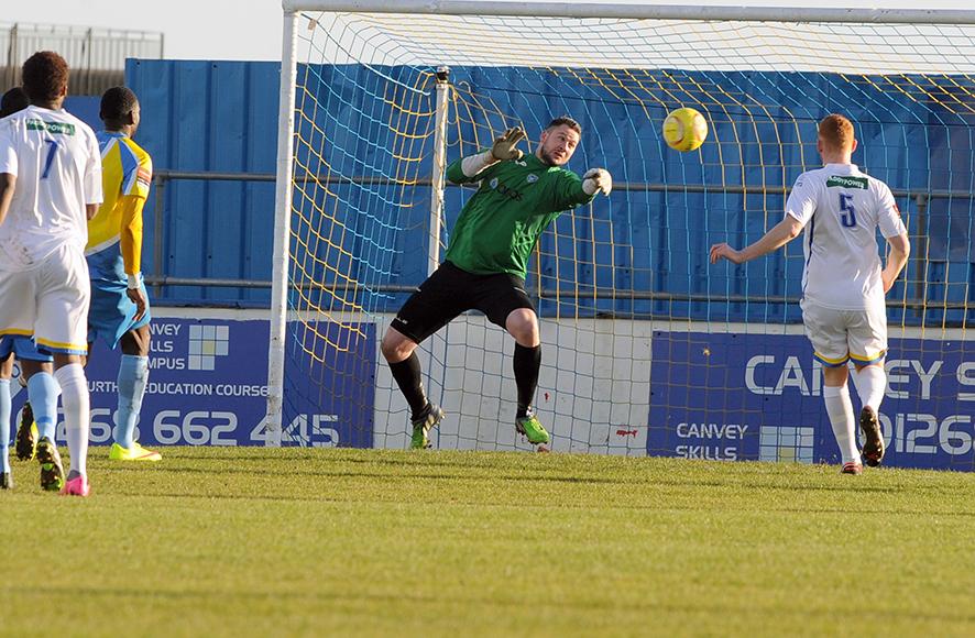 Canvey v Farnborough
Canvey keeper Conor Gough makes a first half save