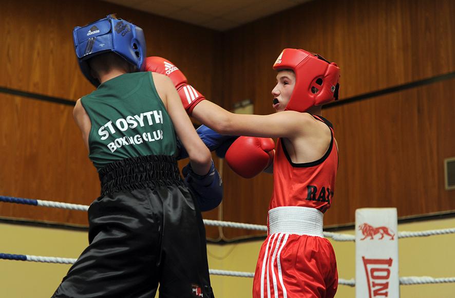 Rayleigh ABC Boxing night at Mill Hall, Rayleigh
Josh Able from Rayleigh in red v Jake Godderidge from St Osyth
