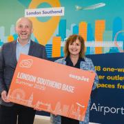 Celebration - John Upton, chief executive of Southend Airport, and easyJet's Ali Gayward