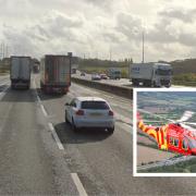 Severe delays on M25 in Essex as air ambulance lands amid 'serious fire'