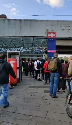 Problems - queues like these at Basildon train station have become common