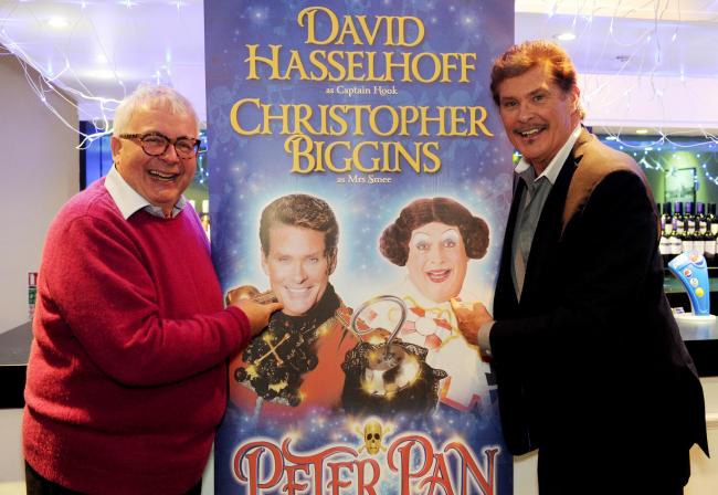 Icons - funnyman Christopher Biggins (left) and Baywatch star David Hasselhoff joined forces as they entertained south Essex pantomime-goers in 2014