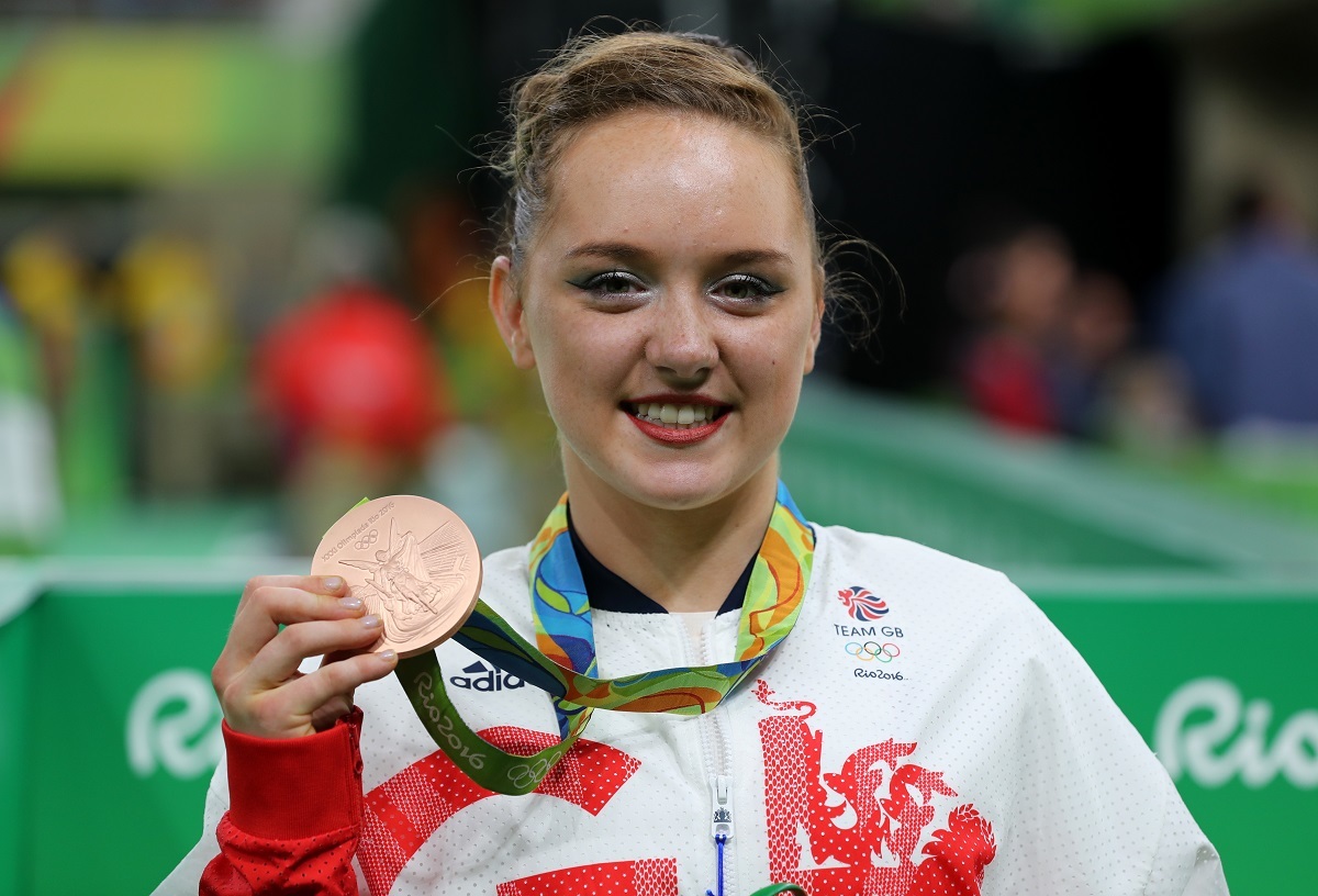 Superstar - Amy Tinkler poses with her bronze medal after enjoying success in the womens floor exercise final at the 2016 Olympic Games in Rio