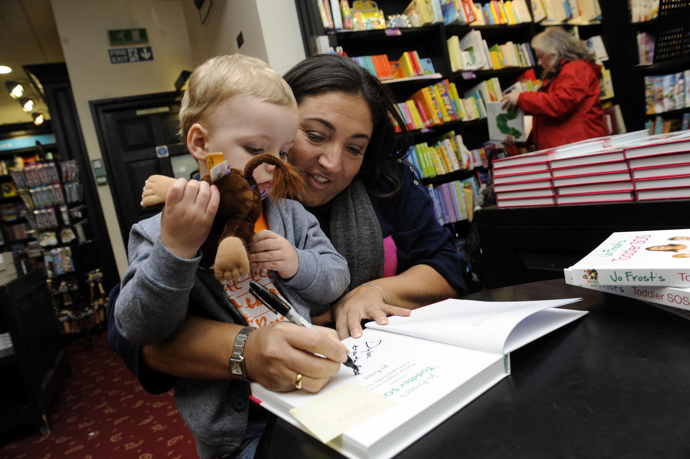 Supernanny - Jo Frost signs a book for Dylan Player after holding a toddler clinic at the store on Southend High Street in March 2013