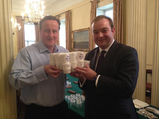 Famous fan - Rochford and Southend East MP James Duddridge presents then-Prime Minister David Cameron with Rossi ice cream as he was invited to open Southend Airport’s new terminal in December 2013
