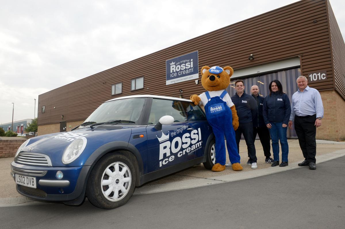Behind the scenes - Rossi Bear, Matt Davis, Will Hicks, Paula ODonnell and Colin Gray standing outside the new Temple Farm Industrial Estate site in 2017