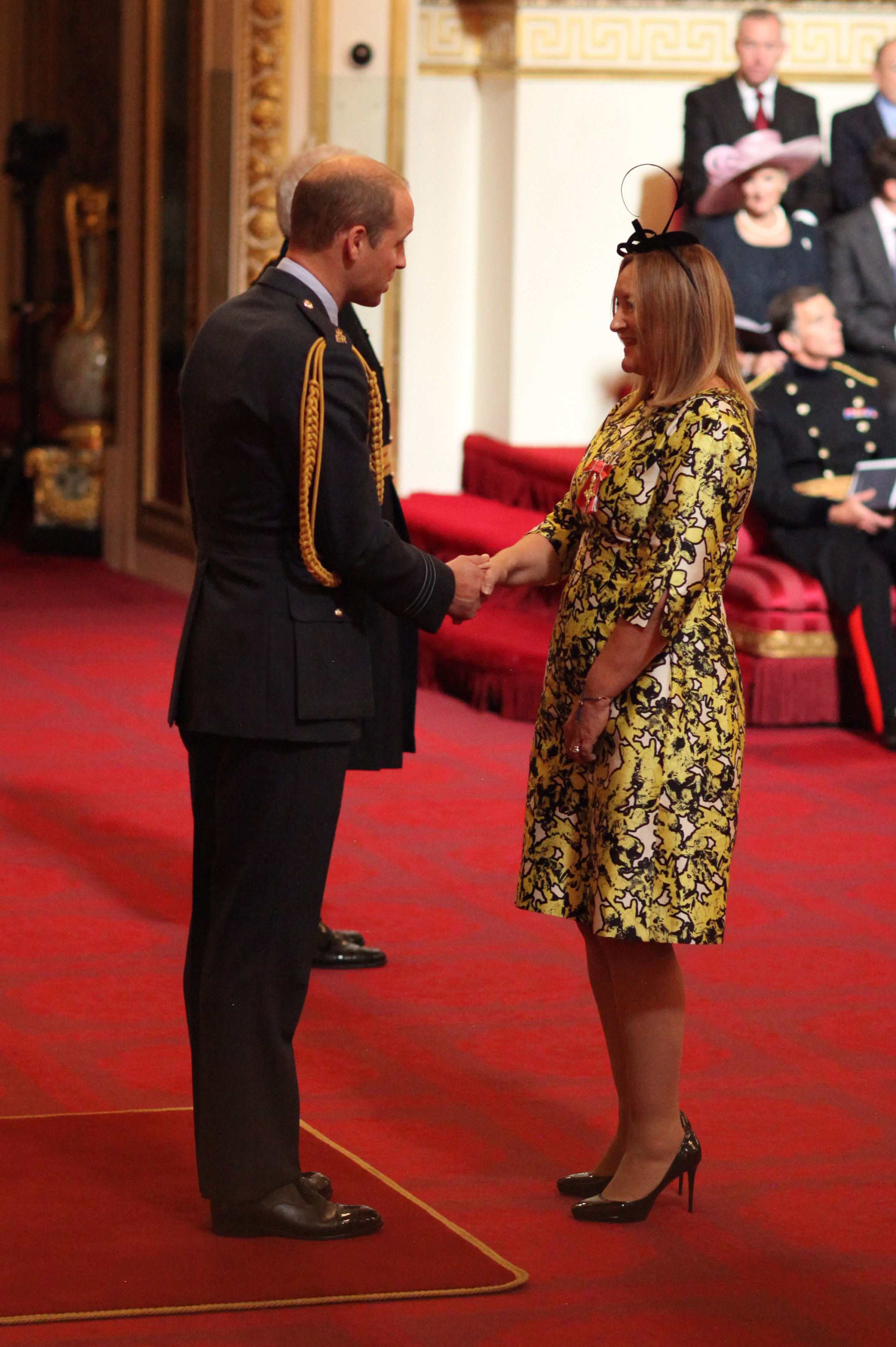 Congratulations - Basildon resident Deborah Rogan shakes hands with Prince William as she is made an OBE in 2016