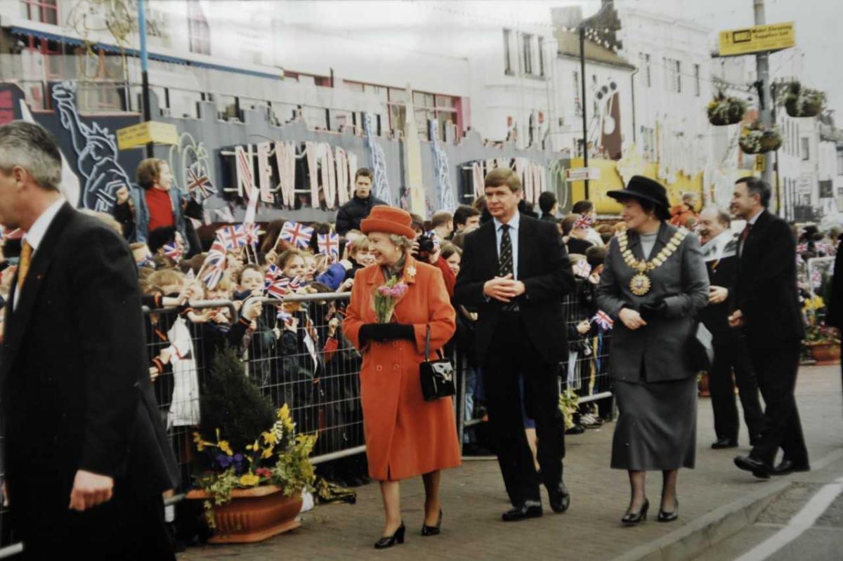 Headed to the seafront - large crowds flocked to Southend when the Queen and Prince Philip paid a visit in March 1999