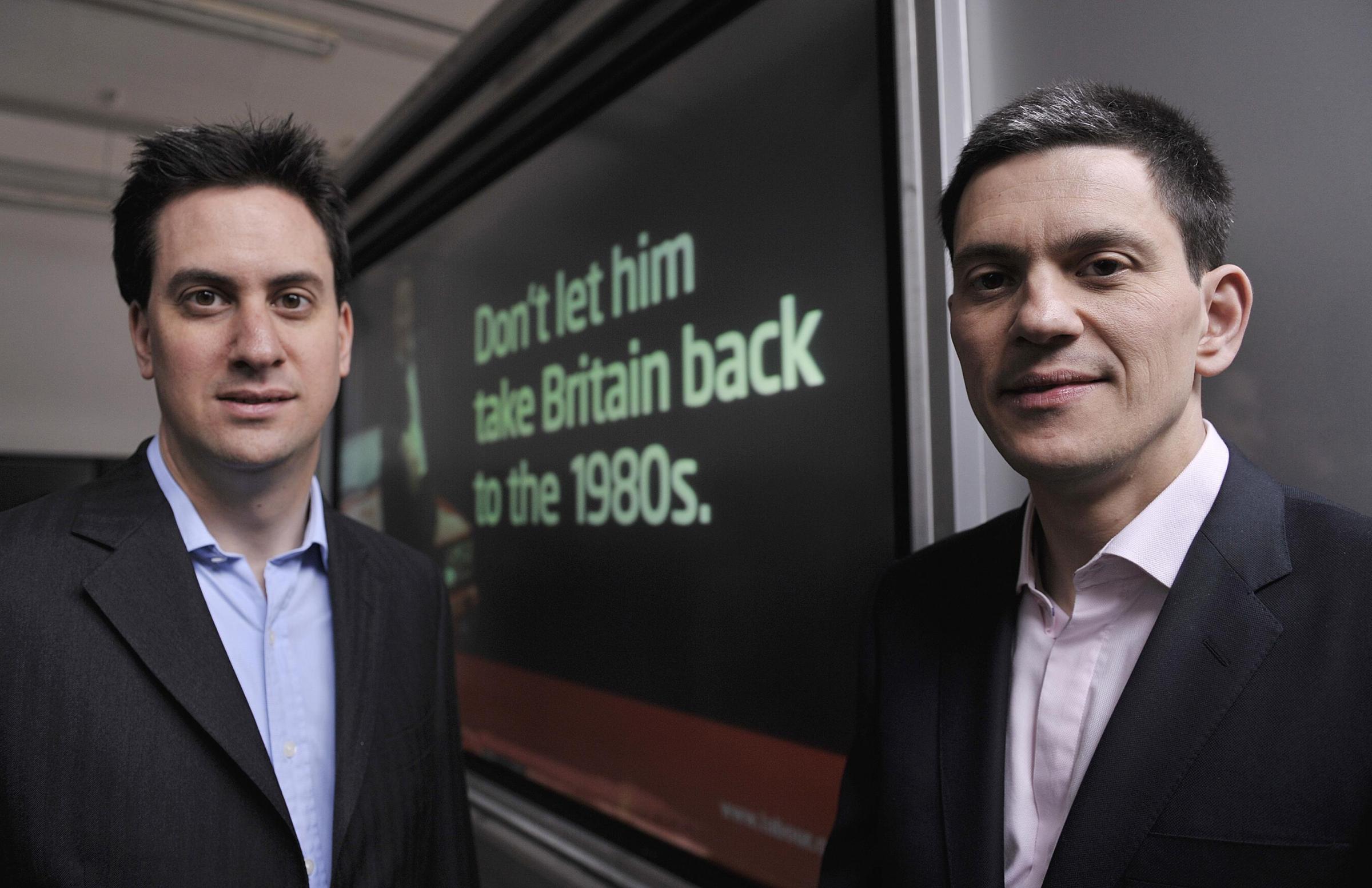 Brothers - Ed and David Miliband during the launch of Labours latest poster campaign in Basildon more than a decade ago