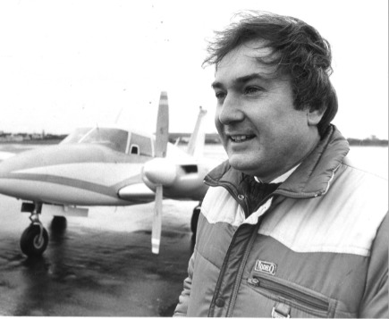Historic - Mike Grayburn acquired the Piper Commanche plane that belonged to legless Second World War hero Sir Douglas Bader and posed for a photograph at Southend Airport in 1984