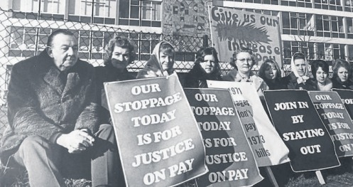 Picket line - a protest outside offices in Basildon in 1973