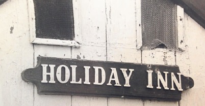May have inspired a hotel business - a beach hut adorned with a Holiday Inn plaque