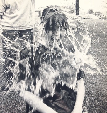 Good sport - teacher Angela Sparke endures a soaking at Southend’s Kingsdown Community Special School fete in June 1992