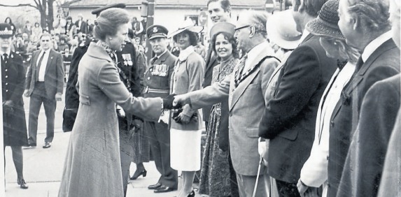 Royal handshake - Princess Anne greets dignitaries during her Rayleigh visit