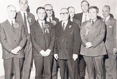 Cross party - Victor Curtis OBE (centre) with Rayleigh Urban District councillors from the Conservative and Labour parties following the 1971 election